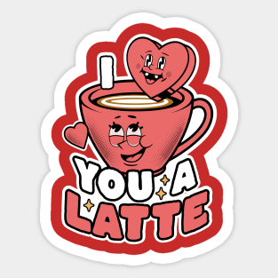 I Love You A Latte Coffee Heart Latte Cute Valentine's Day Sticker